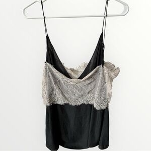 Free People L Black and Cream Lace Top